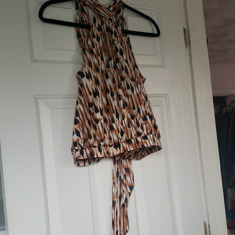 Express Halter Sleeveless Top Brown and Black Sexy Patterned
